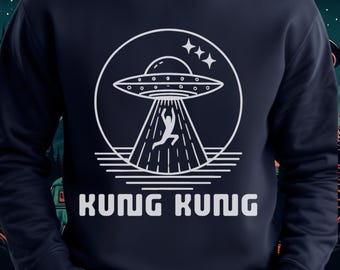 レジデント・エイリアン カンカン スウェットシャツ、UFO誘拐グラフィック、SFコメディアパレル