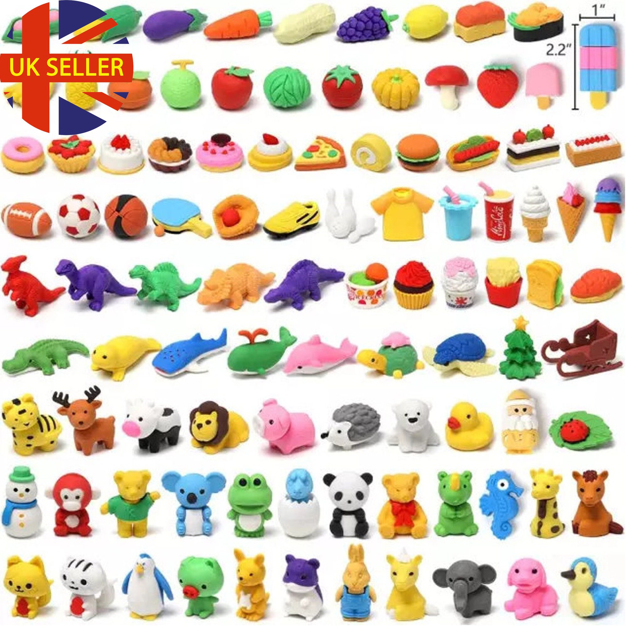 100 Pack Animal Erasers Bulk Cute Food Vegetable Fruit 3D Mini Pencil  Eraser Puzzle Classroom Prizes Treasure Box Party Favors, Desk Pets Holiday