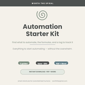 Kit de inicio de Power Automate: Libro de trabajo "Qué automatizar" + Hoja de referencia con 25 expresiones + Registro de compilación de flujos / Descarga instantánea de Microsoft 365 sin código