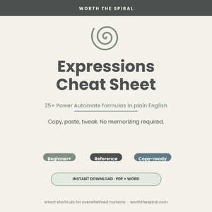 Power Automate Cheat Sheet | 25+ Expressions & Formulas in Plain English | Beginner Reference + Notes Page | Microsoft 365 Instant Download