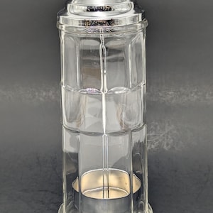Vintage MCM Glass GEMCO Diner Straw Holder/Dispenser or Barber's Comb Holder with removable insert 11" tall - V5942