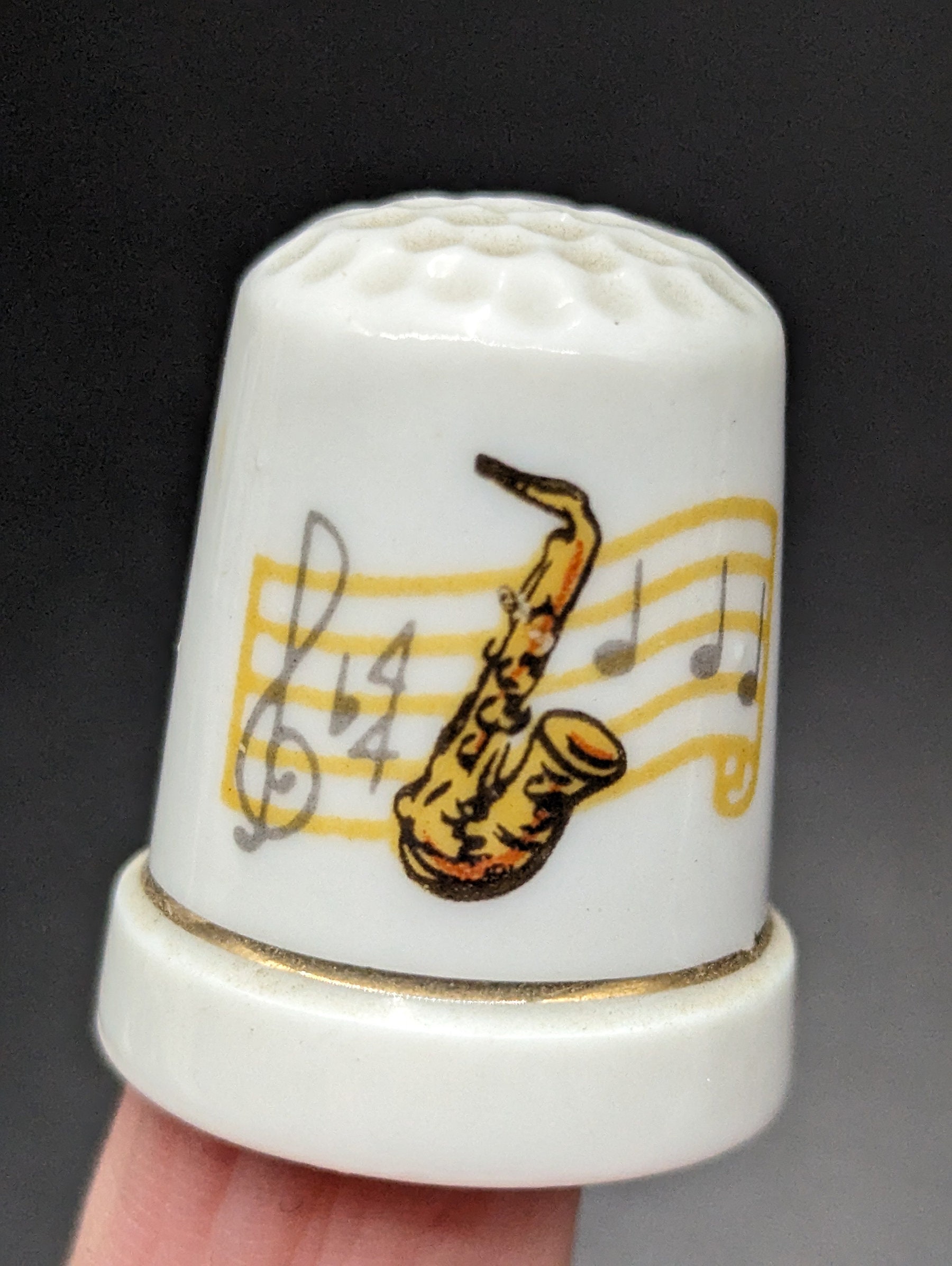 Vintage SET OF 6 Porcelain China Thimbles With Musical Instruments ...