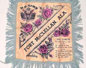 Vintage World War 2 1940s US Army Air Forces Souvenir Pillow Case