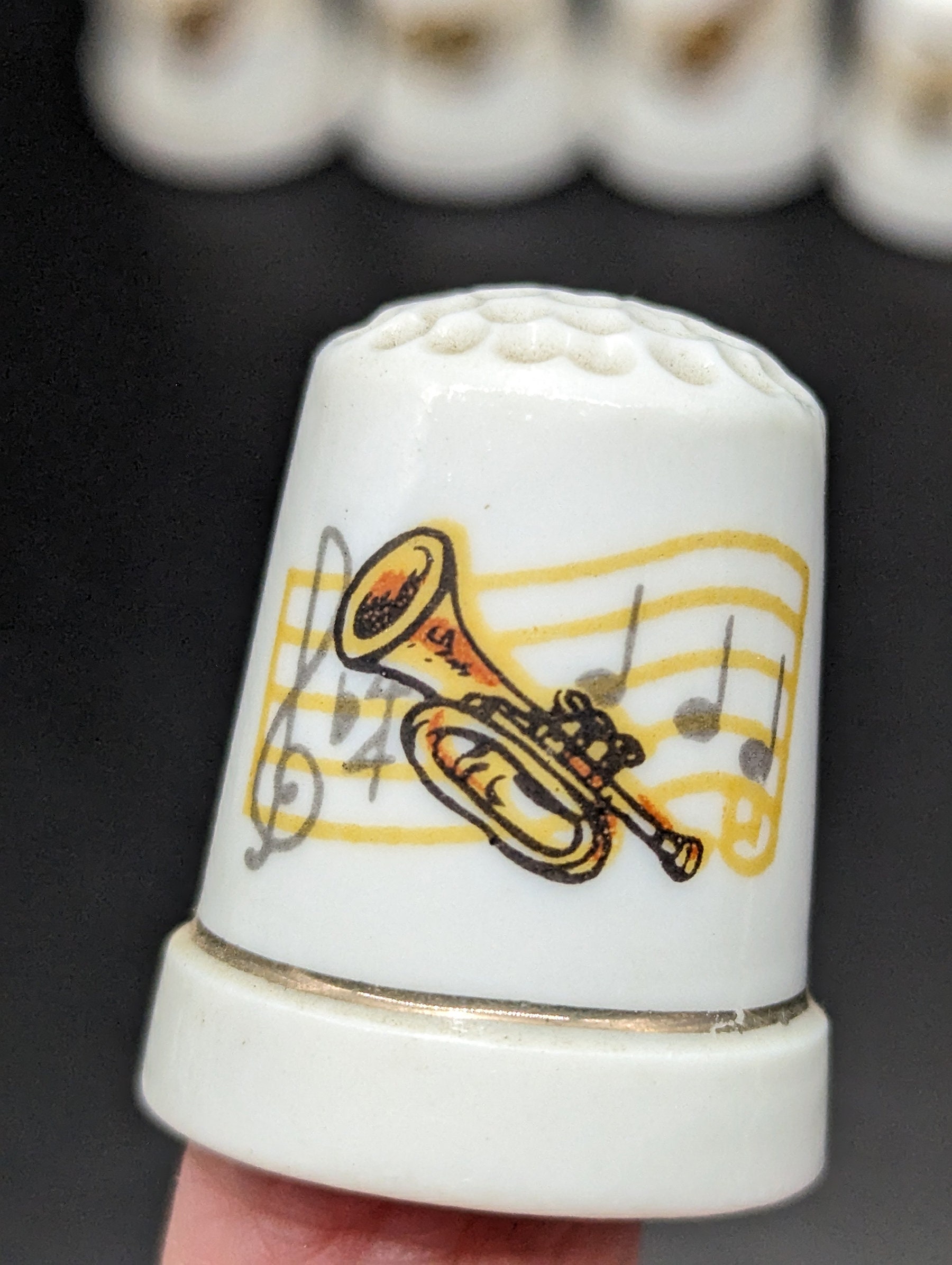 Vintage SET OF 6 Porcelain China Thimbles With Musical Instruments ...