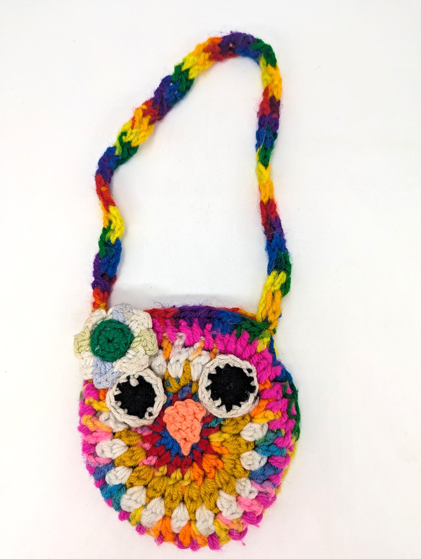 Vintage Adorable Handcrafted Owl Face Purse - V4600