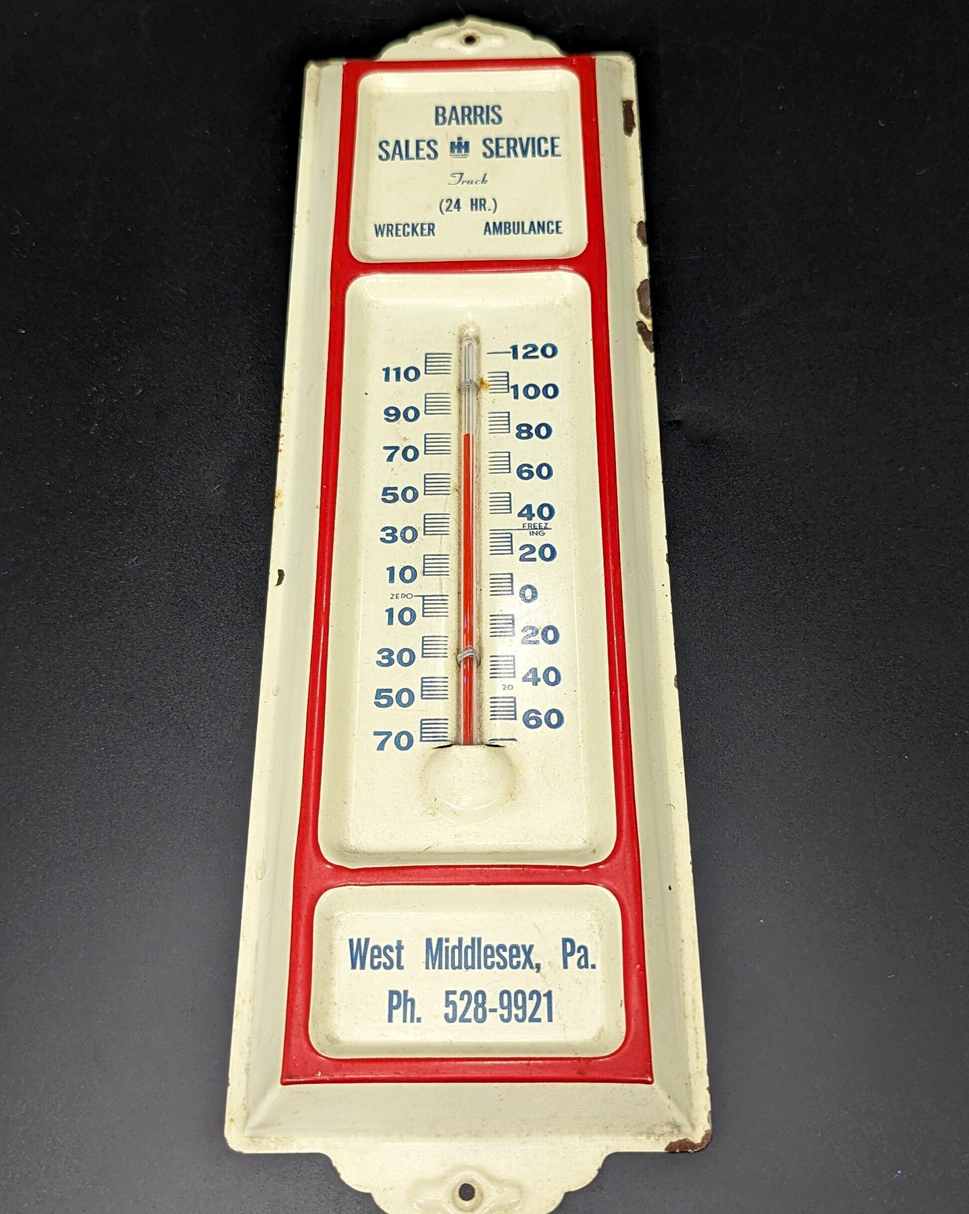 VINTAGE ADVERTISING DENVER PA NATIONAL BANK SMALL WALL THERMOMETER M-628