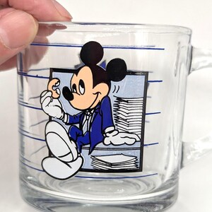 Vintage 1980s Pair of Disney's Mickey Mouse "BREAK TIME" Glass Coffee Mugs 10 oz - V6031 image 2