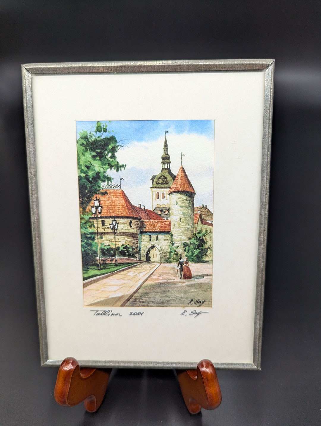 Vintage Beautiful Framed Watercolor Art of Tallinn Capital of Estonia ...
