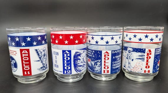 【ヴィンテージ 】Houze Art NASA　アポロ 11号グラス アポロ12号 月面着陸記念 グラス タンブラー 1969年U.S.A.