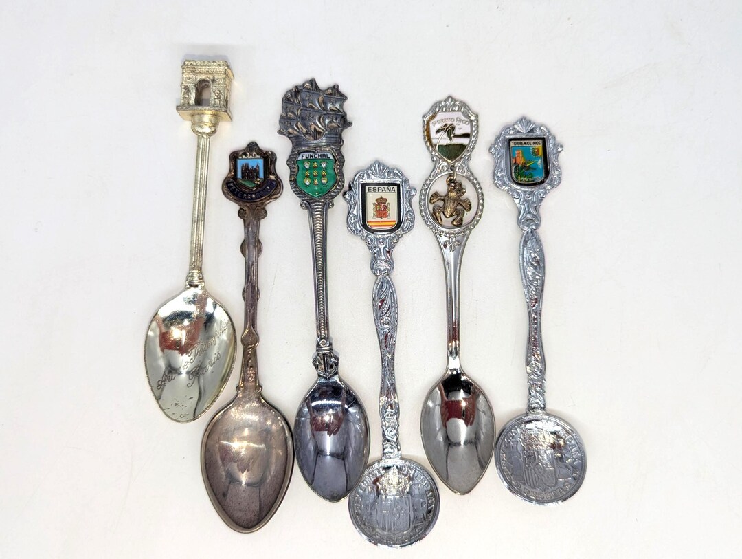 Vintage Group of 6 Collectible Metal Souvenir Spoons - V5842 - Etsy