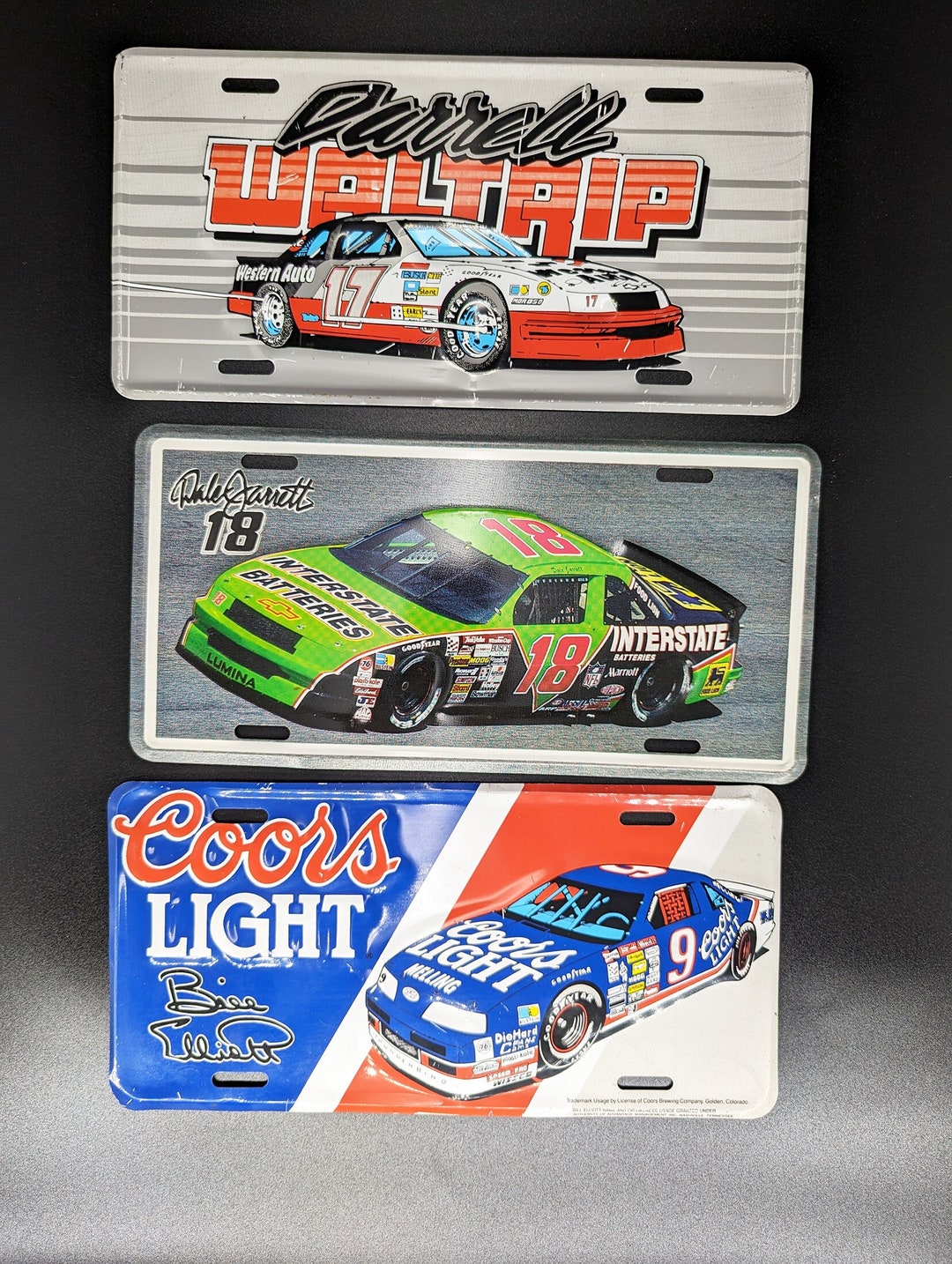 Vintage SET OF 3 Classic NASCAR Licence Plates Darrell Waltrip Dale