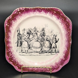 Vintage 1933-50 Splatter Lusterware Plate Hand-Painted Gray's Pottery from Stoke-On-Trent England - V3870