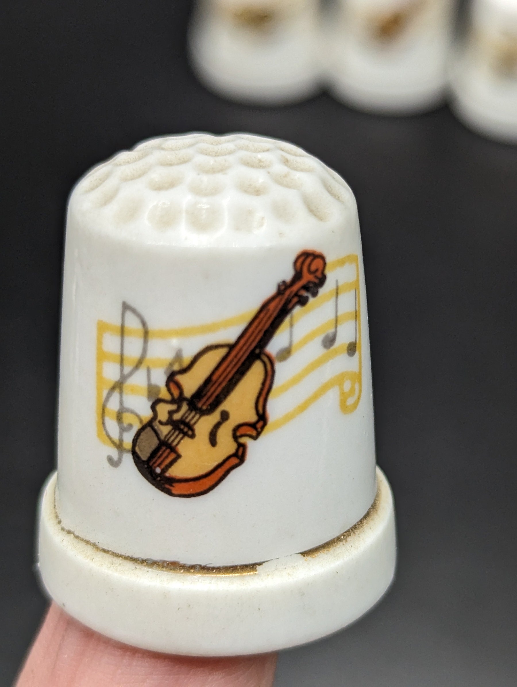 Vintage SET OF 6 Porcelain China Thimbles With Musical Instruments ...