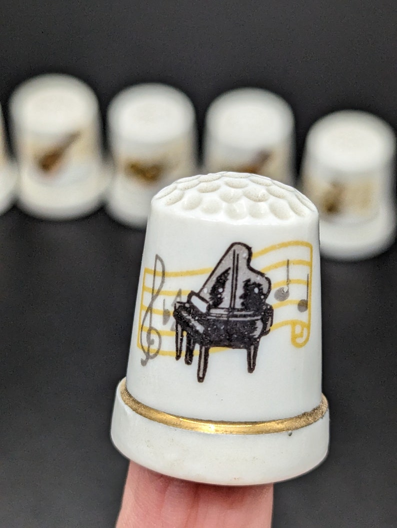 Vintage SET OF 6 Porcelain China Thimbles With Musical Instruments ...