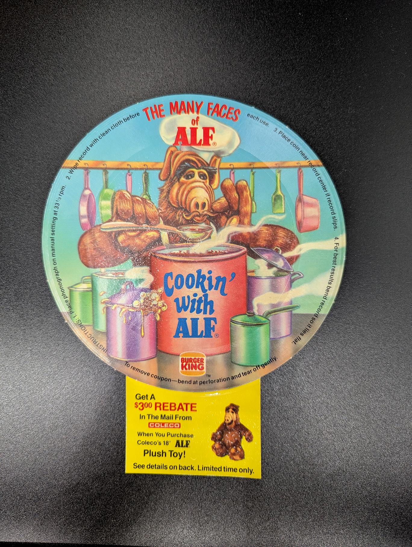 Vintage 1988 ALF Hand Puppet and Record From Burger King 