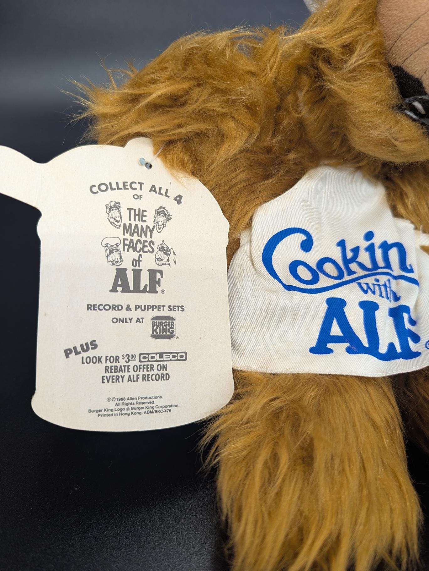 Vintage 1988 ALF Hand Puppet and Record From Burger King 