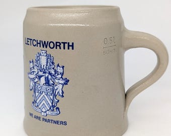 Vintage Stoneware 20 oz. Beer Stein with Letchworth and Wissen and Chagny graphics - V4247