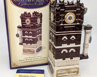 Vintage 2005 Collectible Anheuser-Busch Club Members 10th Anniv Edition BREW HOUSE CLOCKTOWER Beer Stein 10.5" - V6195