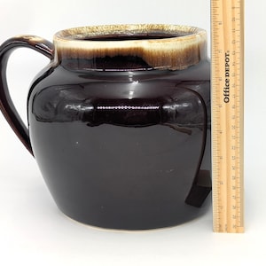 Vintage 1950s PFALTZGRAFF 4.5 Quart Large Brown Drip Glaze Pot with Handle 7.75" tall - V6866