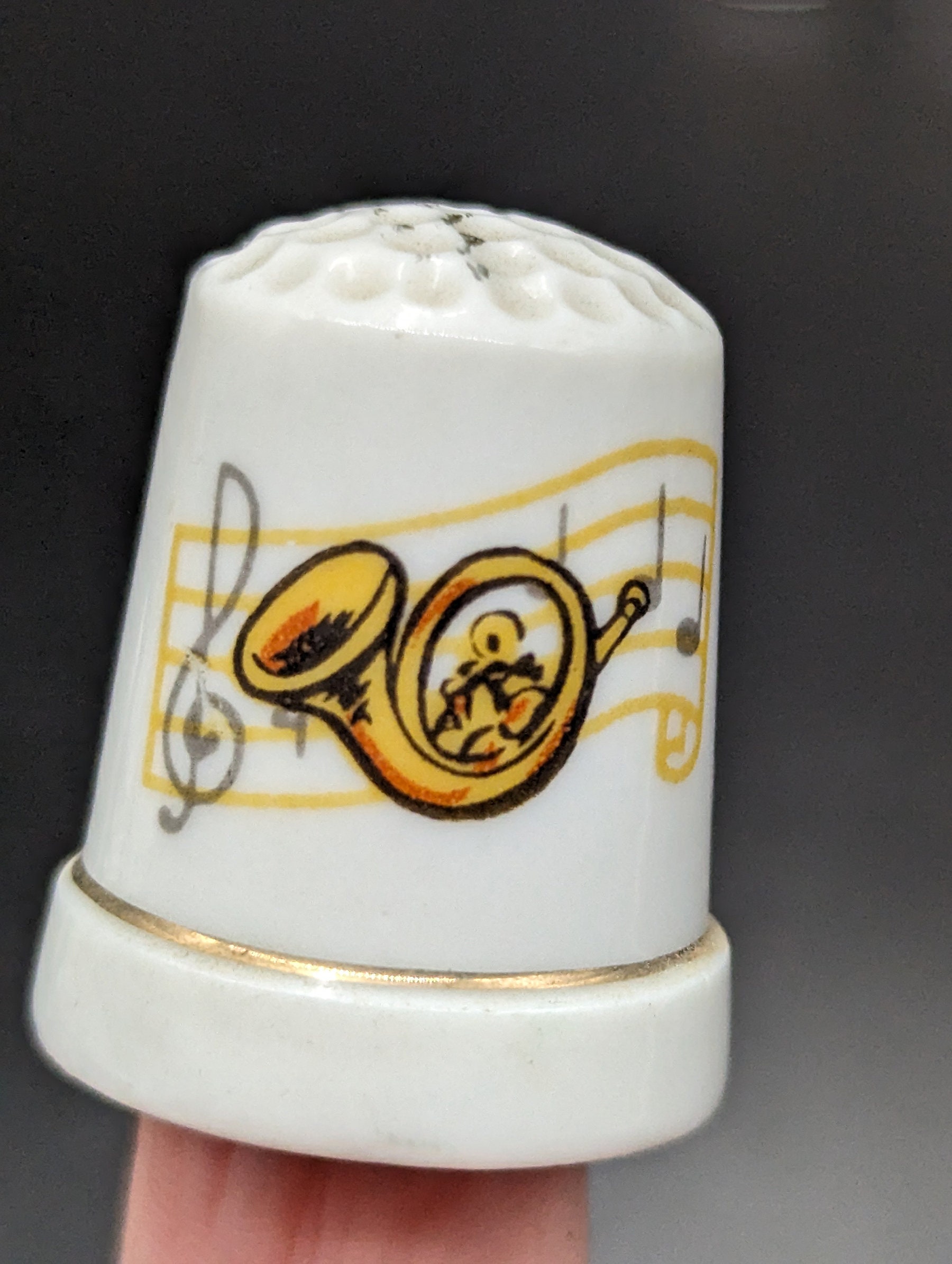 Vintage SET OF 6 Porcelain China Thimbles With Musical Instruments ...