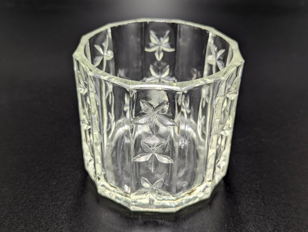 Vintage Heavy Cut Glass Spooner/spoon Holder in a Panel and Flower