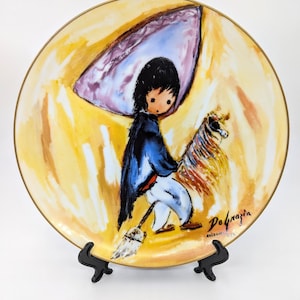 Vintage 1985 Collectible Plate &quot;My First Horse&quot; De Grazia Limited Edition and Numbered Fine China Plate with stand - V4073