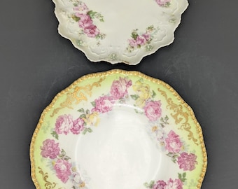 Vintage Pair of Porcelain Plates from 1920s L. Bernardaud & Co LIMOGES and Vienna Austria - V6157