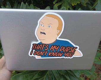BIG ol Bobby Hill  that's my purse, I don't know you window peeker laptop cover sticker decal