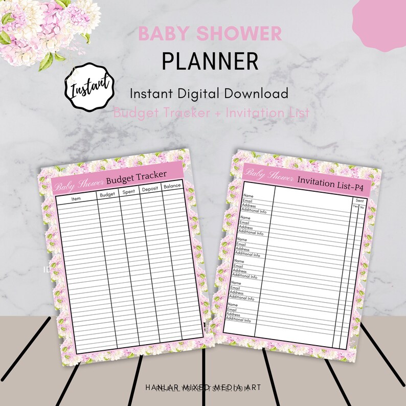Baby Shower Planner, Printable Baby Shower PDF, Instant Download, Pink ...