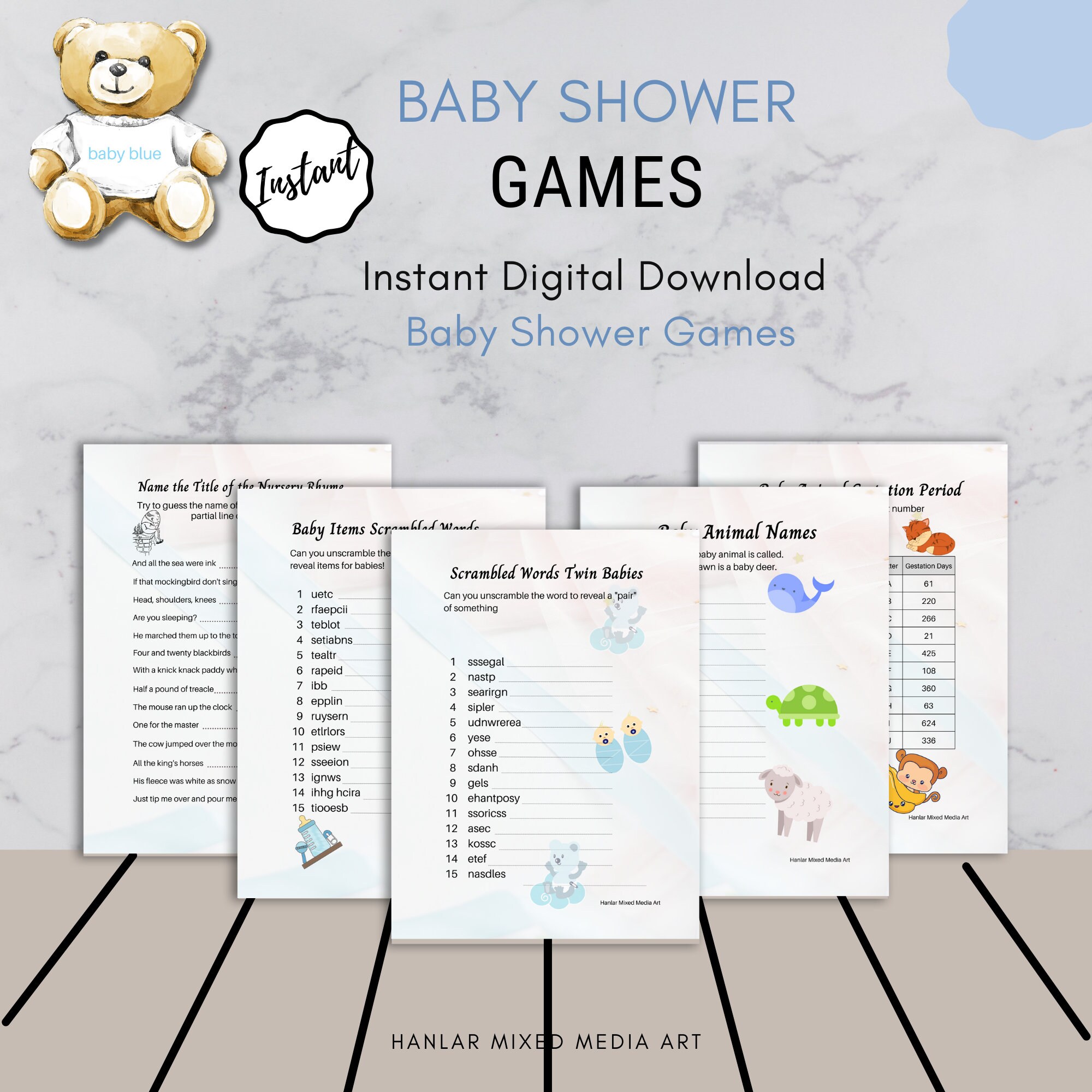 Baby Shower Planner, Printable Baby Shower PDF, Instant Download, Blue ...