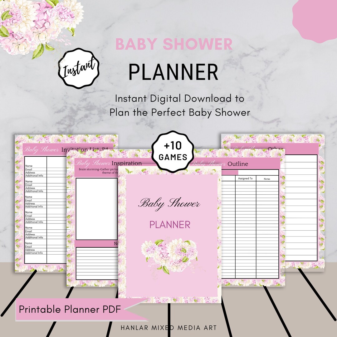 Baby Shower Planner, Printable Baby Shower PDF, Instant Download, Pink ...