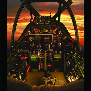 North American Aviation P-51D Mustang Big Beautiful Doll cockpit. 24x36