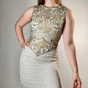 Vintage 100% silk Brilliante beaded gown