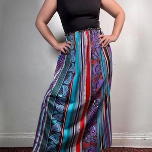 1970s Vintage Psychedelic Colorful Maxi Dress