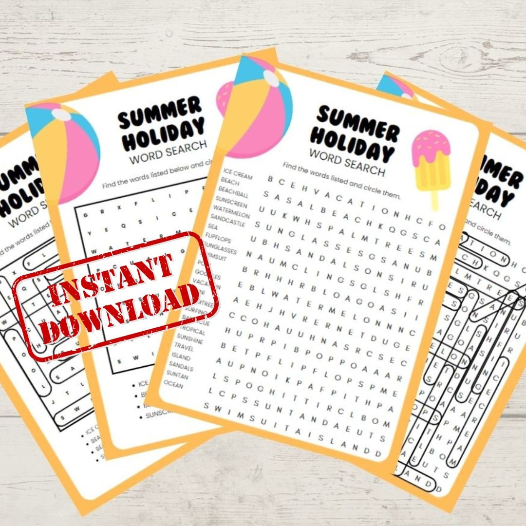 Summer Holiday Word Search Printable Word Search Games Printable Word Games Printable Puzzle