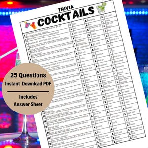 Cocktails Trivia Game - Fun Drinking Games for Parties, Bar Nights & Gatherings - Perfect Gift for Cocktail Lovers and Mixologists