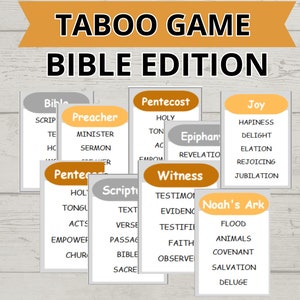 Gioco tabù biblico, Carte tabù, Tabù, Serate di giochi per famiglie, Giochi per famiglie, Giochi biblici, Pericolo biblico, Puzzle biblici, Giochi cristiani