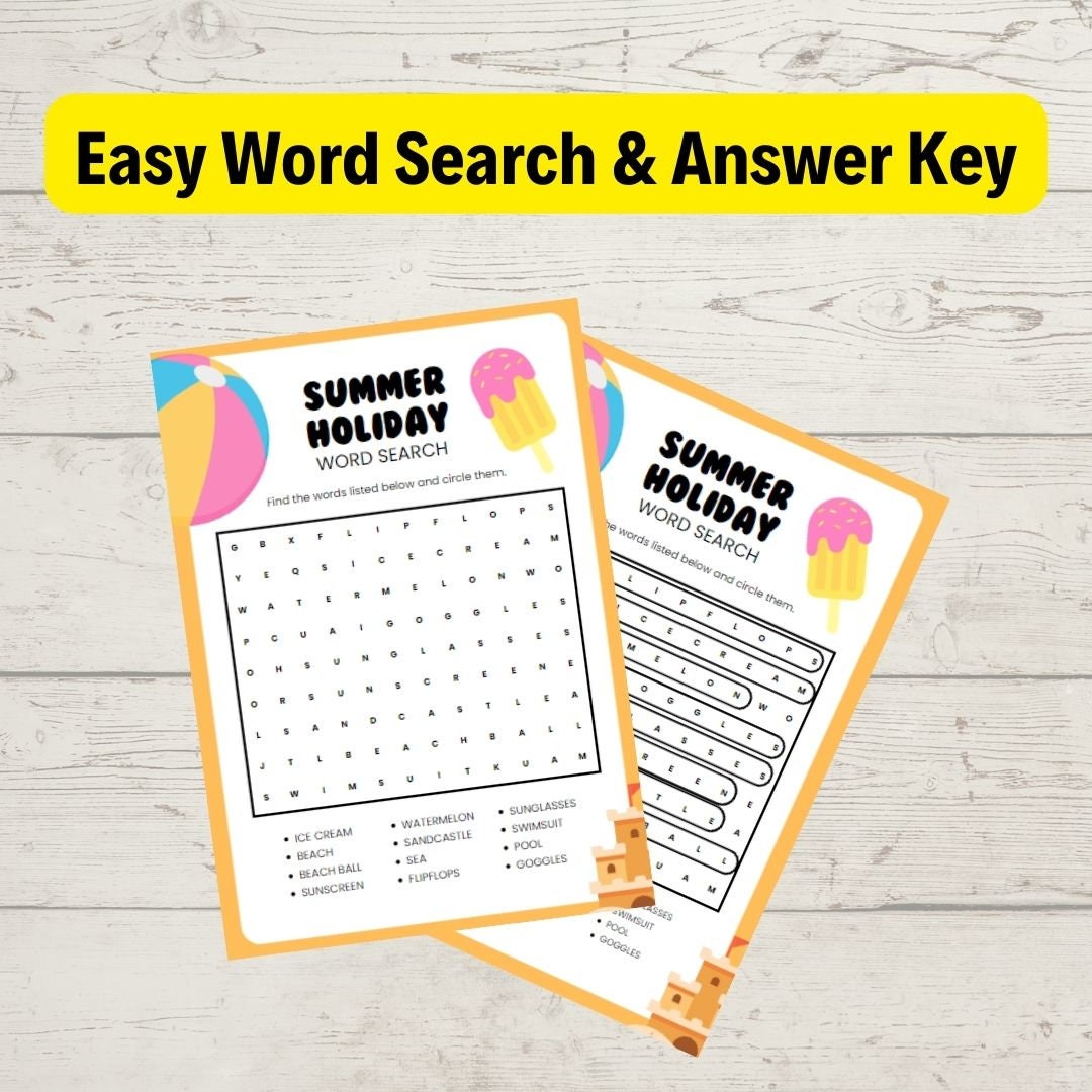 Summer Holiday Word Search Printable Word Search Games Printable Word