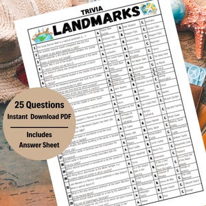 Landmarks Trivia Game for Adults & Kids | Fun Travel Quiz, Family Game Night, Educational and Entertaining, Perfect Gift Idea