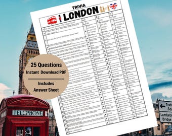 London Trivia Game: 25 Questions, Landmarks & History (PDF Download)