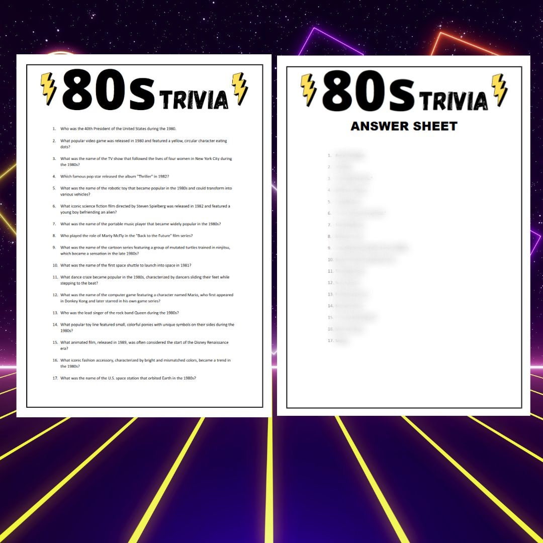 80s Trivia 80s Trivia Games 80s Party Game Pub Trivia Printable 80s Trivia 80s Trivia Games 80s Party Game Pub Trivia Printable