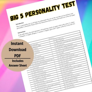 Personality Test, Personality Quiz, Career Personality Test, Personality Assessment, Psychological Test, Personality Test Print