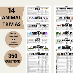 Lot d'anecdotes sur les animaux : 14 jeux amusants pour enfants et adultes (téléchargement PDF)