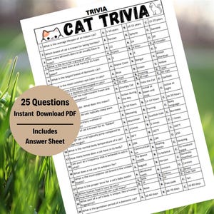 Cat Trivia Quiz: Fun Family Game Night (Printable PDF)