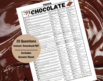 チョコレートトリビアゲーム：楽しい印刷可能なクイズ（デジタルダウンロード）