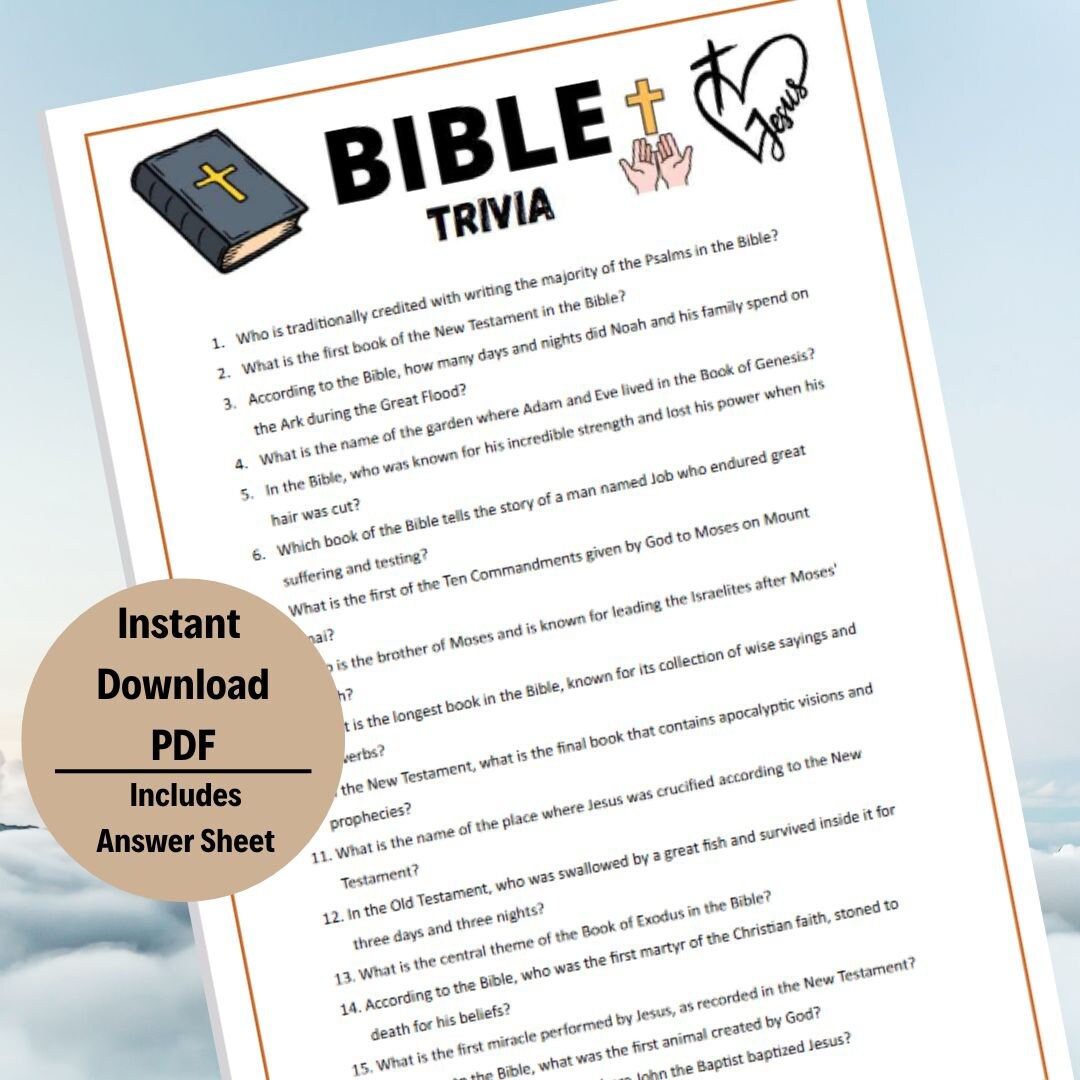 Bible Trivia Game Bible Trivia Printable Game bible Trivia - Etsy