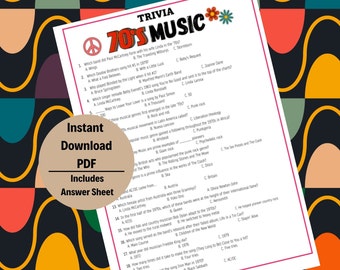70s Music Trivia Game Night (PDF Download)