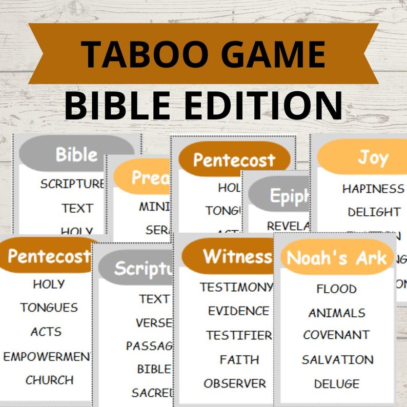Taboo Game Bible Printable Bible Taboo Cards Church Family Game Night ...