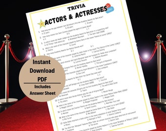 Puede incluir: Un juego de preguntas y respuestas imprimible sobre actores y actrices. El juego presenta preguntas sobre actores y actrices famosos, incluyendo sus papeles en películas y la cantidad de premios de la Academia que han ganado. El juego está diseñado para su uso en el aula o en casa.