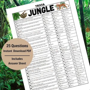 Dschungel-Trivia-Spiel, lustige Familien-Quiznacht, für Kinder und Erwachsene geeignet, einzigartige Tierfakten, ansprechende Lernaktivität, Geschenkidee